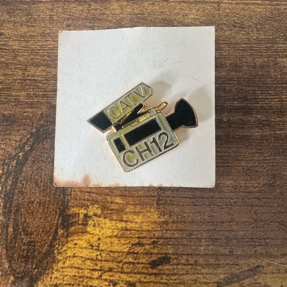 Vintage TV Broadcast Camera Lapel Pin CH12 Cable Television Media USA